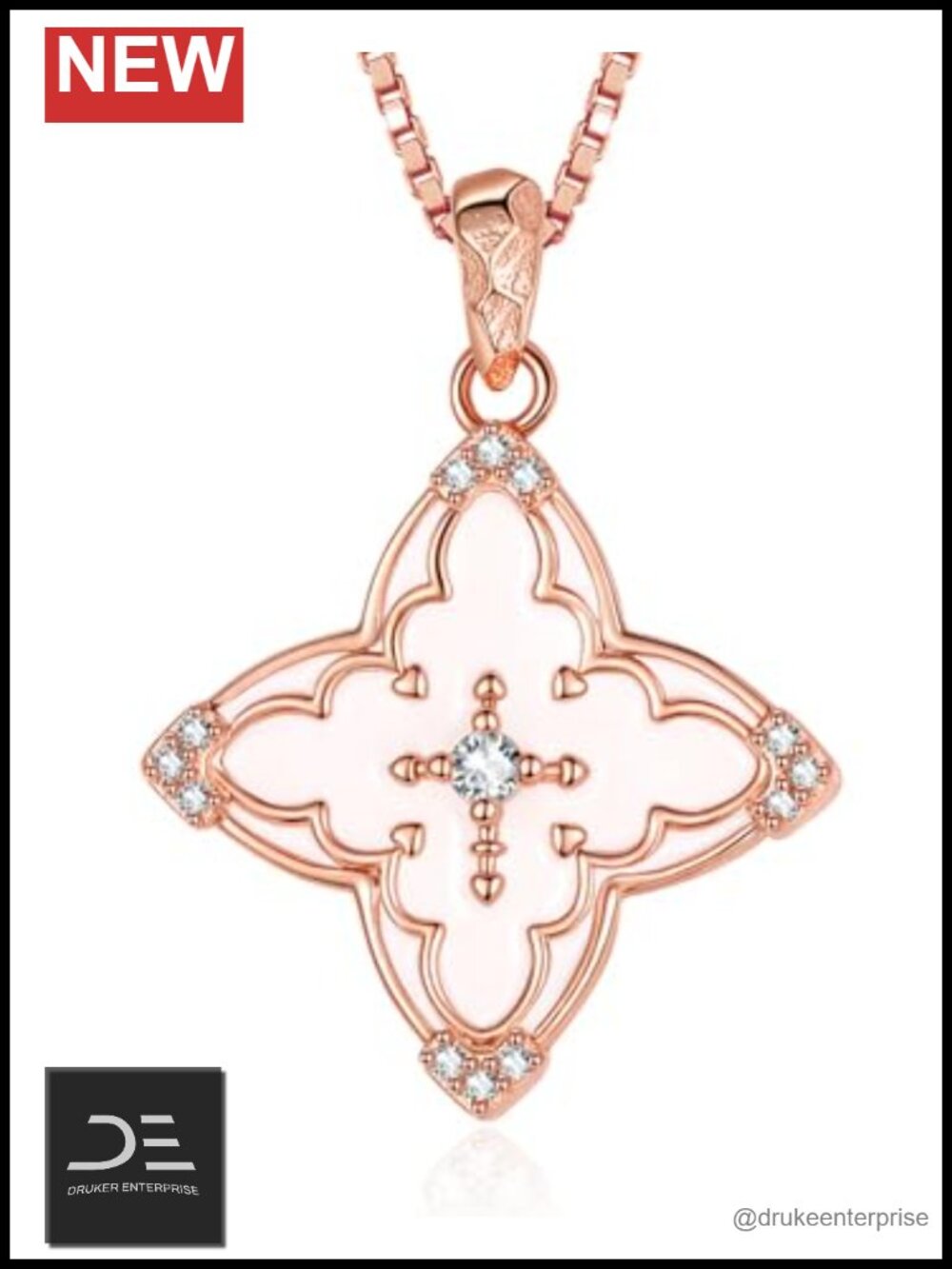 Women's 18K Gold Plated Clover Cross Pendant Necklace, Hypoallergenic Jewelry